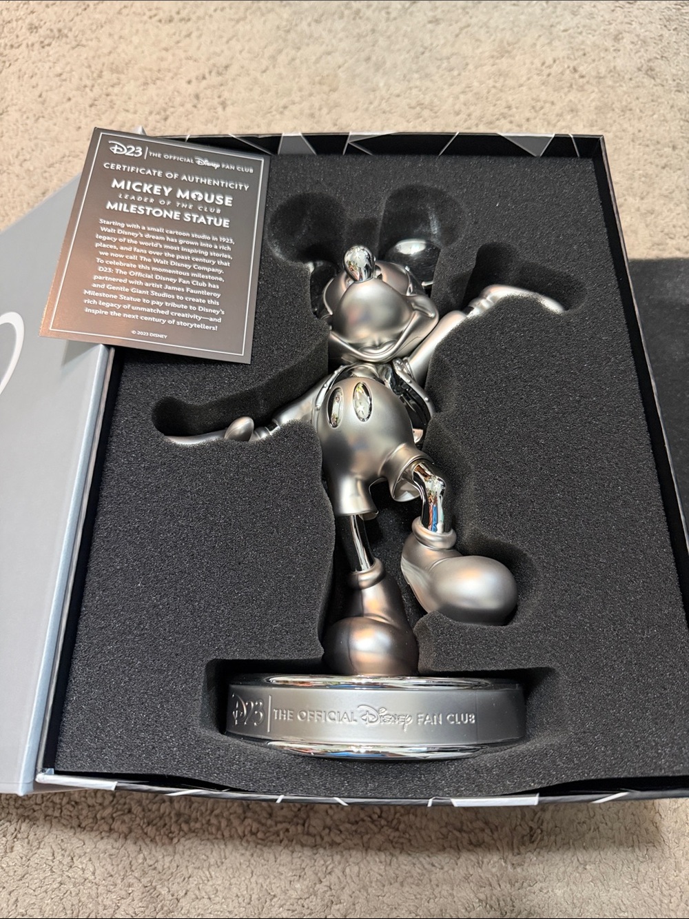 Disney D23 Silver Plastic Mickey Mouse Collectible Statue
